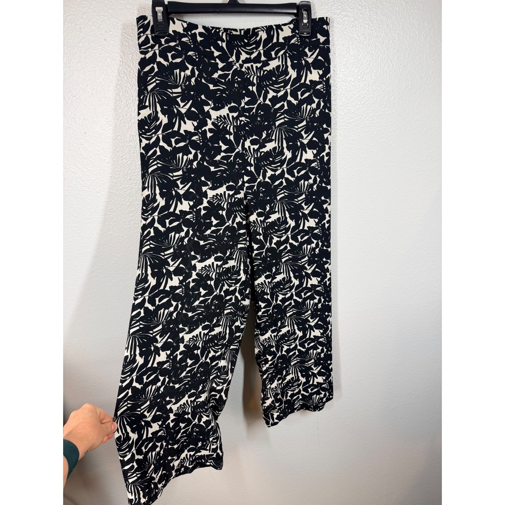 Max Studio Pants Women's 3X Black White Tropical Wide Leg Palazzo Floral Boho